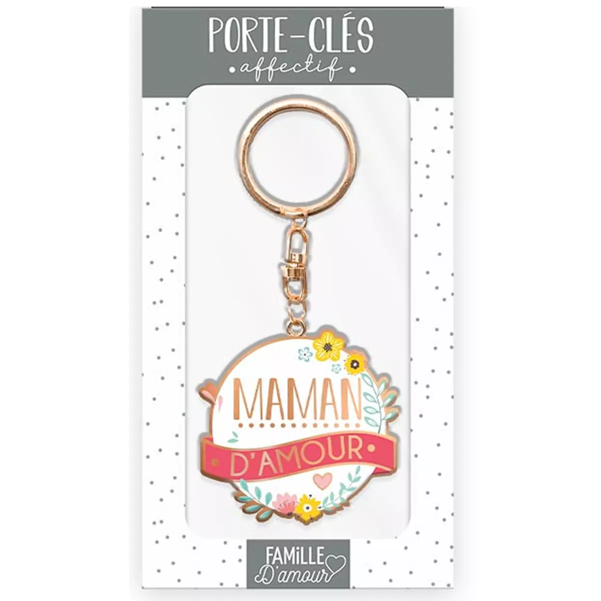 Les Trésors De Lily Porte Clés Tendresse 'Maman D'Amour' Blanc Multicolore 4x4 Cm [R4893]