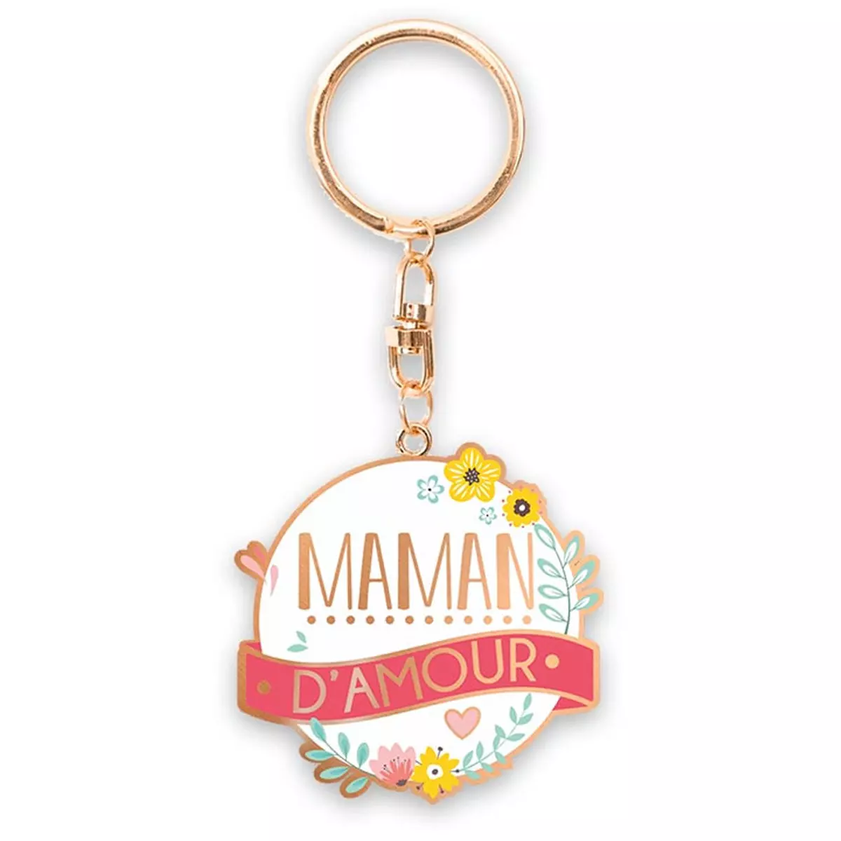 Les Trésors De Lily Porte Clés Tendresse 'Maman D'Amour' Blanc Multicolore 4x4 Cm [R4893]