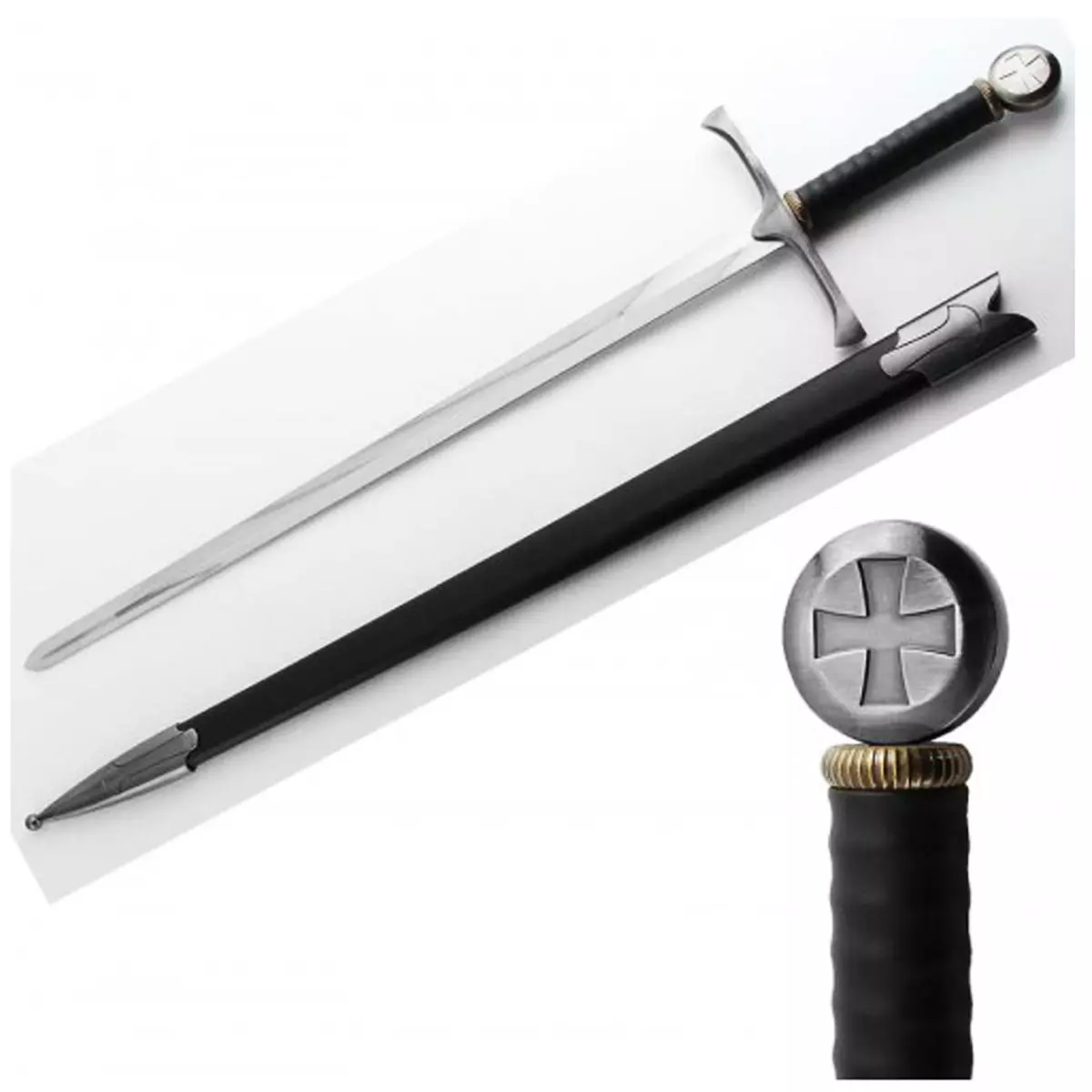 les trésors de lily Reproduction 'Epée des croisades' noir argenté 100 cm [Q6747]