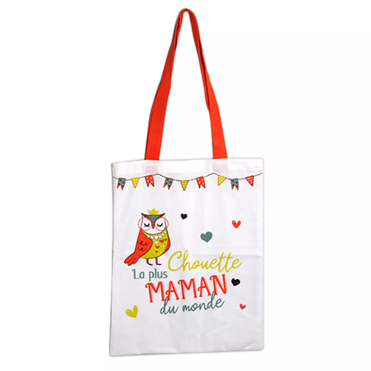 Les Trésors De Lily Sac Coton / Tote Bag 'Maman' Rouge Blanc 40x32 Cm (la Plus Chouette Maman Du Monde) [R6612]