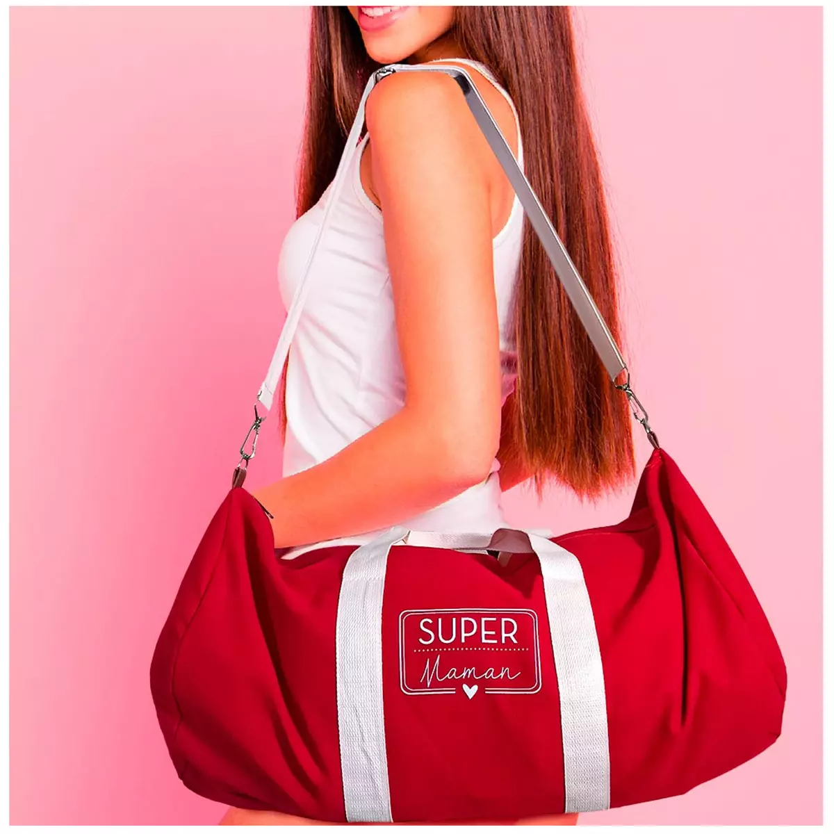 Les Trésors De Lily Sac De Sport 'Super Maman' Rouge 56x36x22 Cm [R6843]