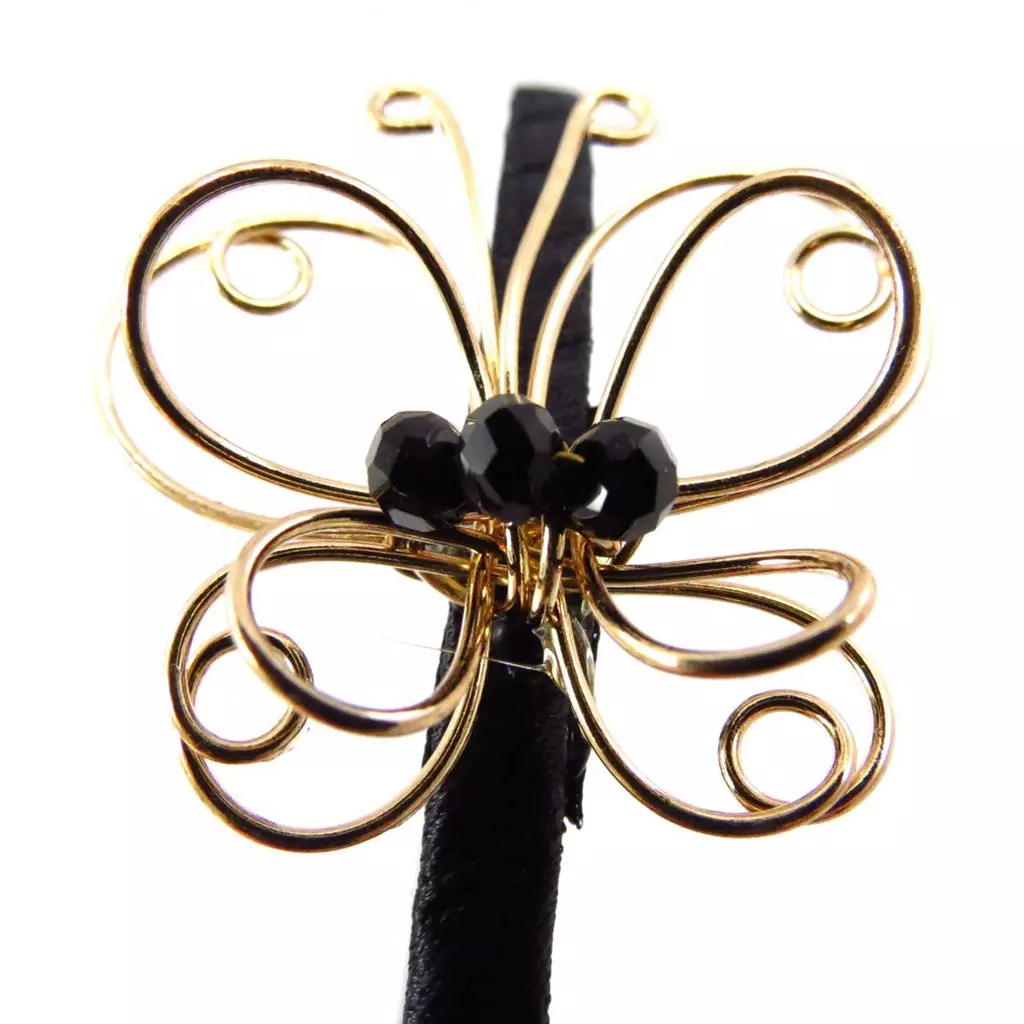 Les Trésors De Lily Serre Tête Créateur 'Papillon' Doré Noir 4x4 Cm [J5764]