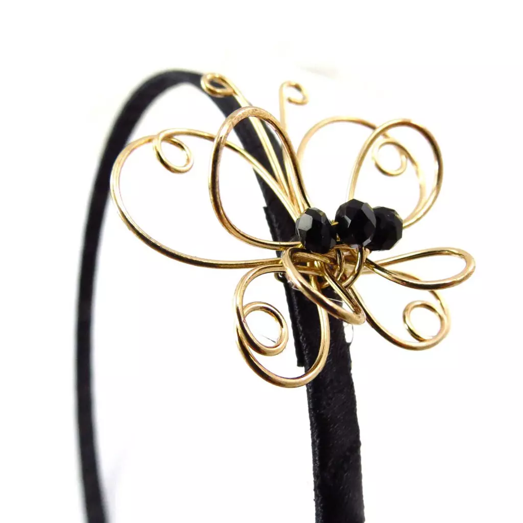 Les Trésors De Lily Serre Tête Créateur 'Papillon' Doré Noir 4x4 Cm [J5764]