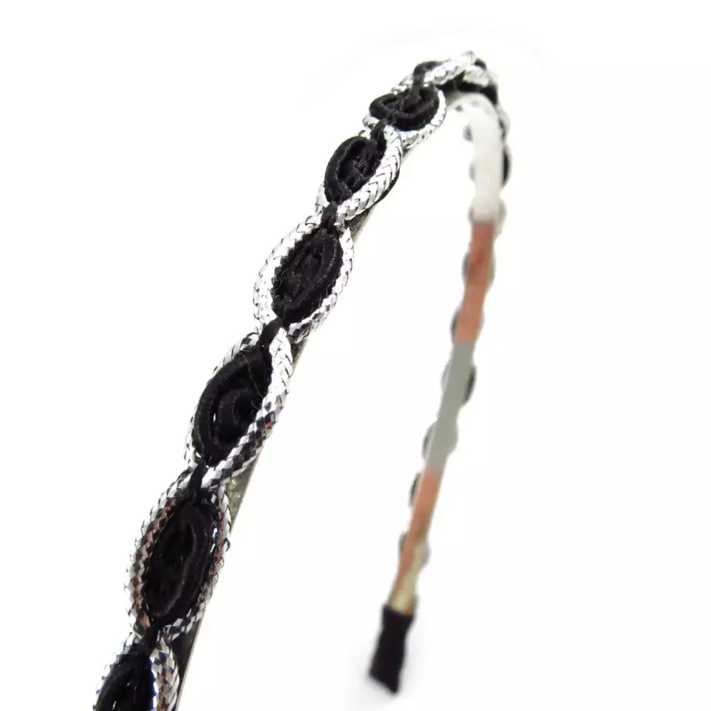 les trésors de lily Serre Tête créateur 'Scarlett' noir argenté 8 mm [J5769]