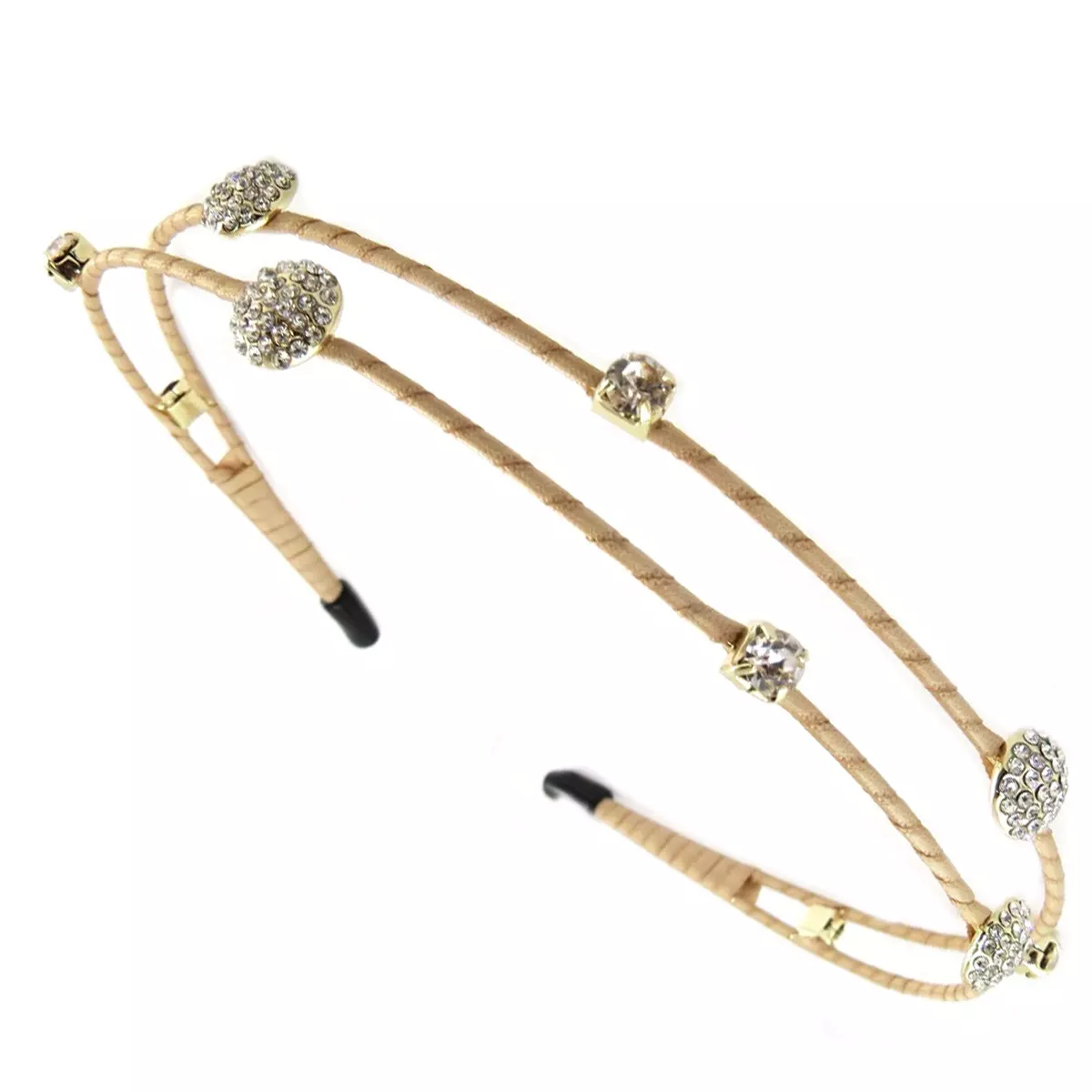 les trésors de lily Serre tête créateur 'Sissi' beige (2 rangs) ronds 10 mm [Q0131]