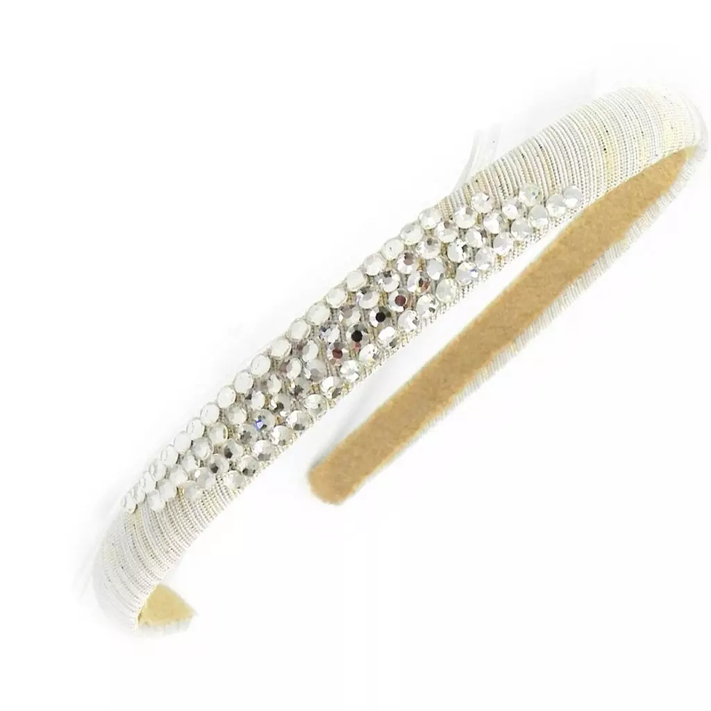 les trésors de lily Serre Tête créateur 'Sissi' beige cristal 13 mm [H7604]