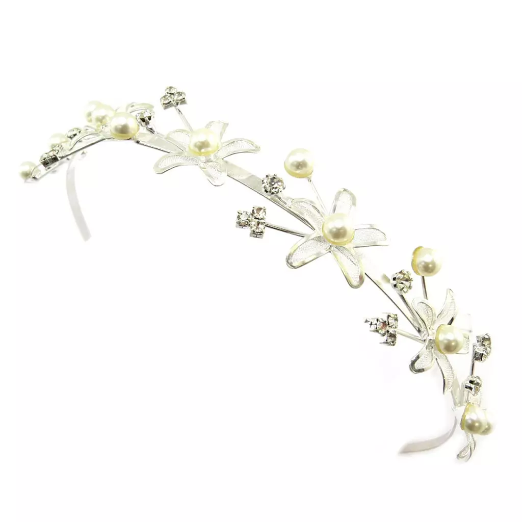 Les Trésors De Lily Serre Tête Créateur 'Sissi' Blanc Argenté 25 Mm [P4770]