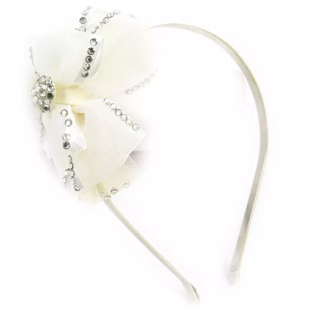 Les Trésors De Lily Serre Tête Créateur 'Sissi' Blanc Ivoire Cristal Motif 10x5 Cm [G9499]