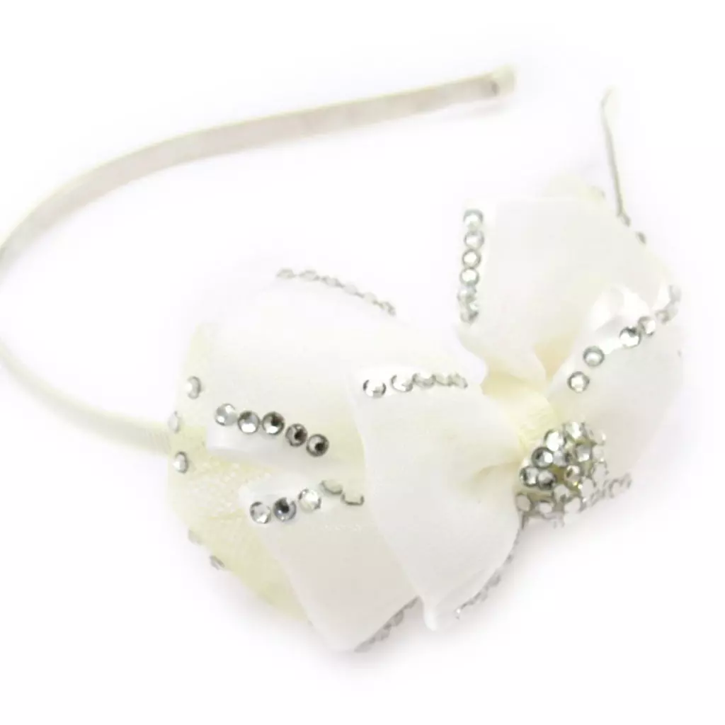 Les Trésors De Lily Serre Tête Créateur 'Sissi' Blanc Ivoire Cristal Motif 10x5 Cm [G9499]