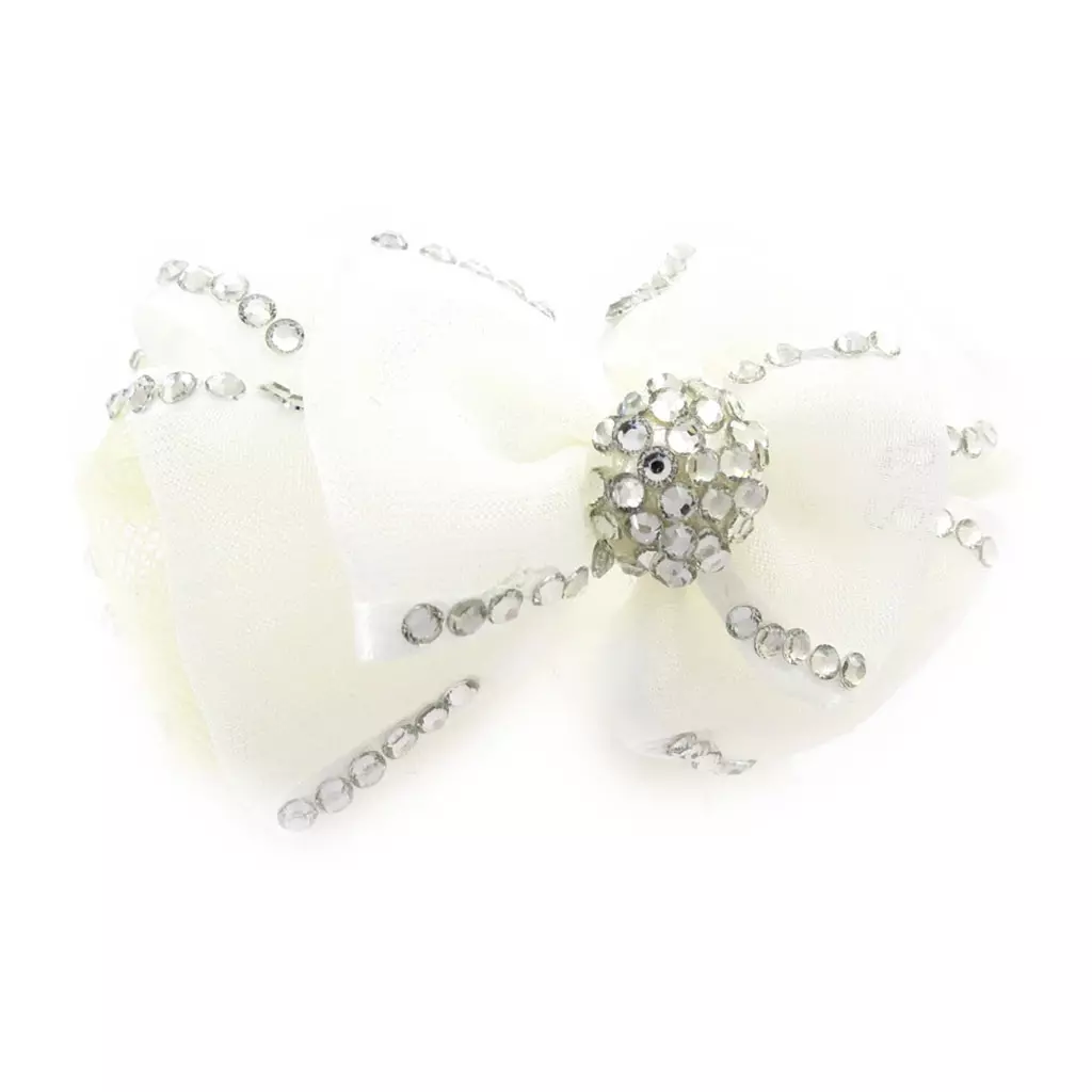 les trésors de lily Serre Tête créateur 'Sissi' blanc ivoire cristal motif 10x5 cm [G9499]