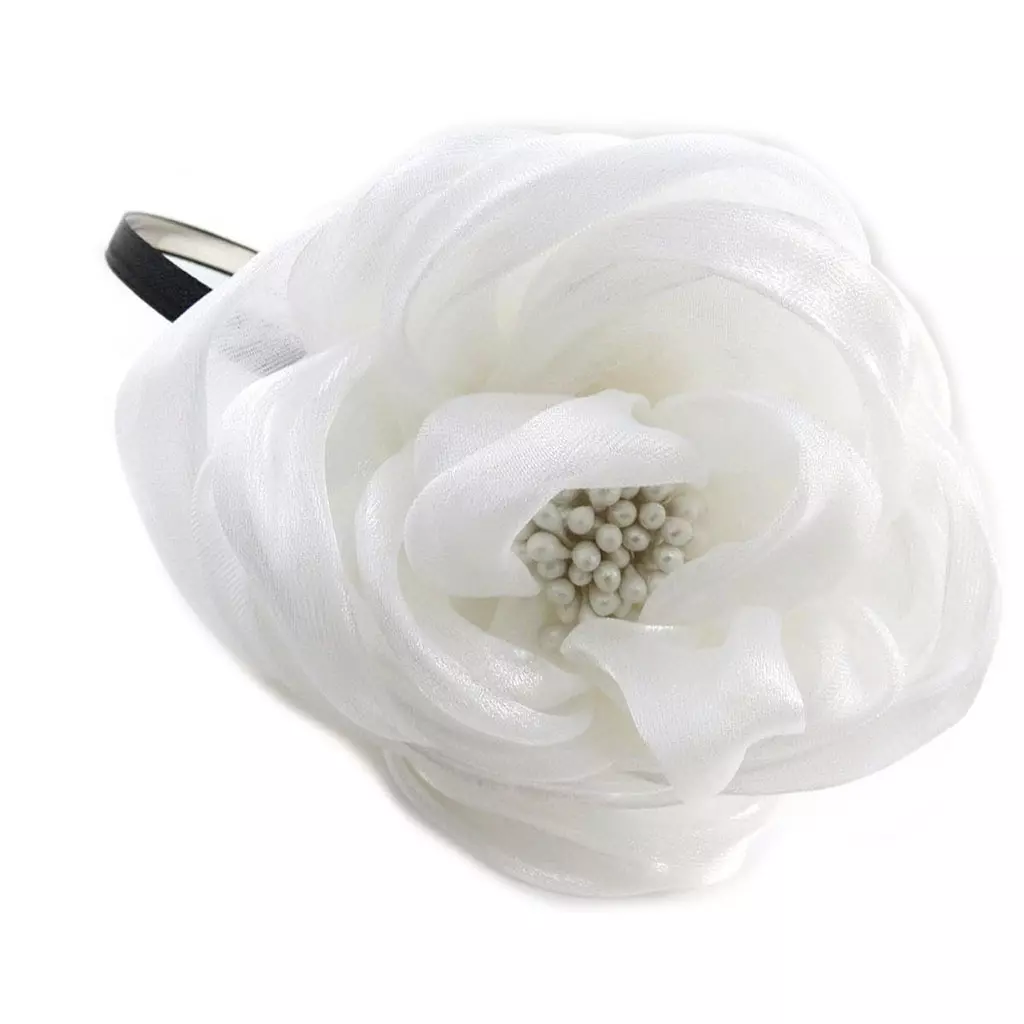 les trésors de lily Serre Tête créateur 'Sissi' blanc satiné 10 cm [J0433]