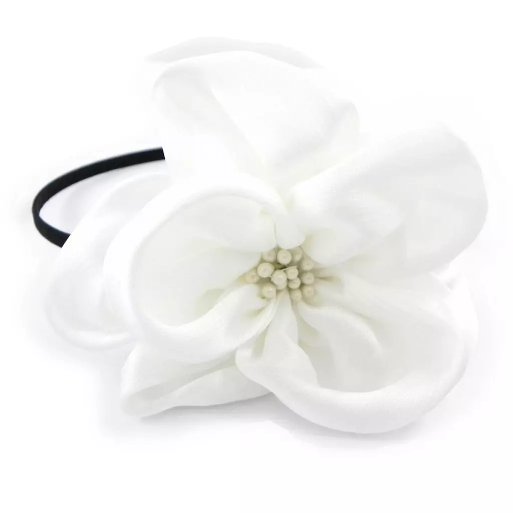 Les Trésors De Lily Serre Tête Créateur 'Sissi' Blanc Satiné 11 Cm [H7616]