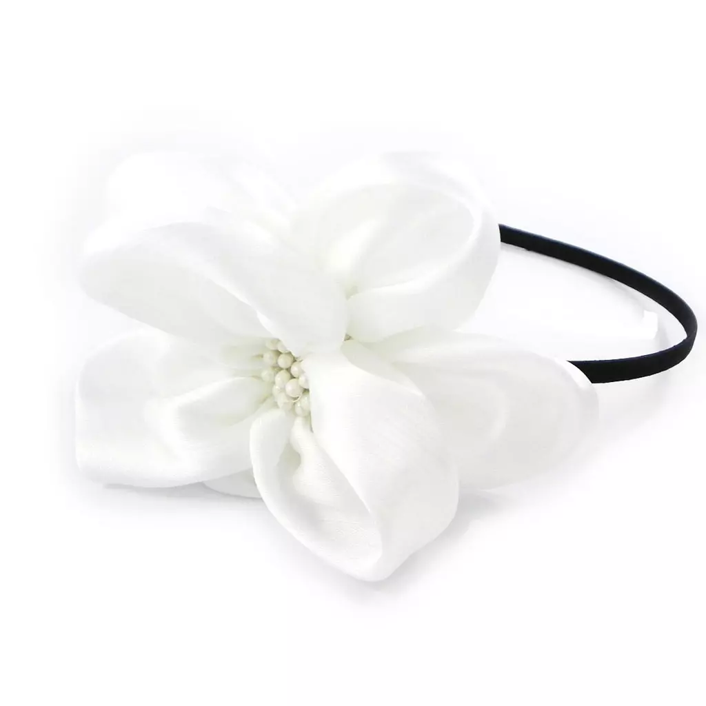Les Trésors De Lily Serre Tête Créateur 'Sissi' Blanc Satiné 11 Cm [H7616]