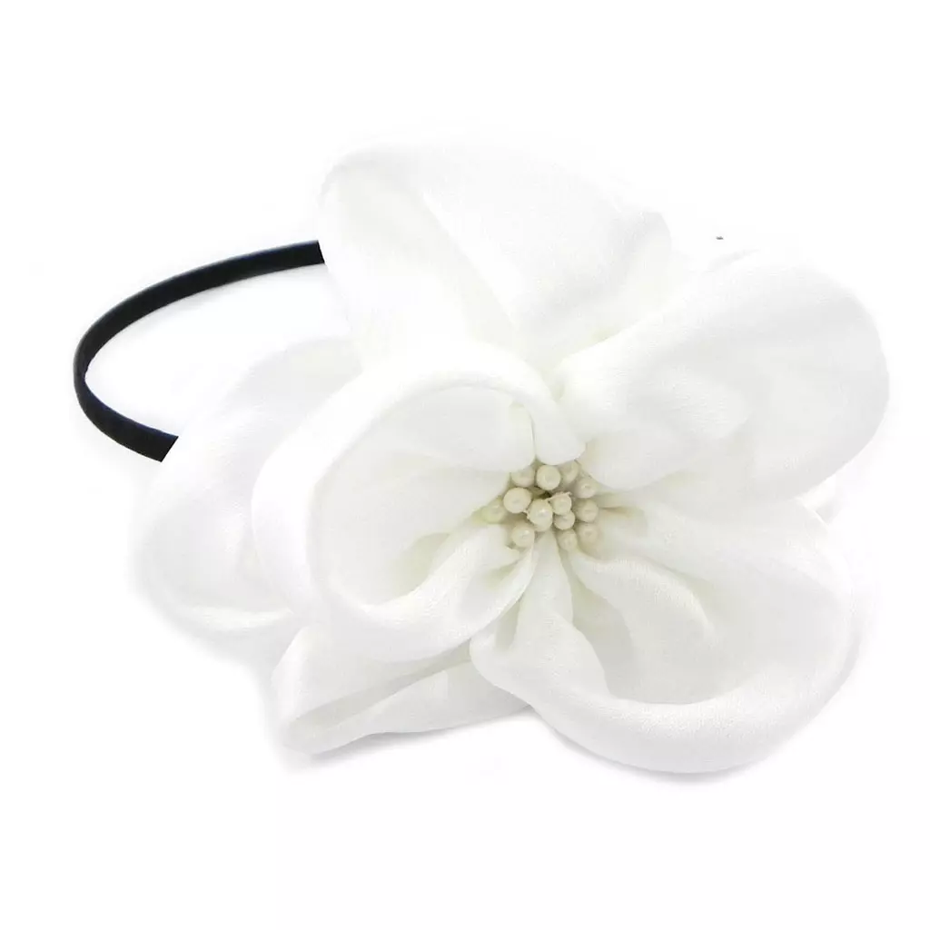 Les Trésors De Lily Serre Tête Créateur 'Sissi' Blanc Satiné 11 Cm [H7616]