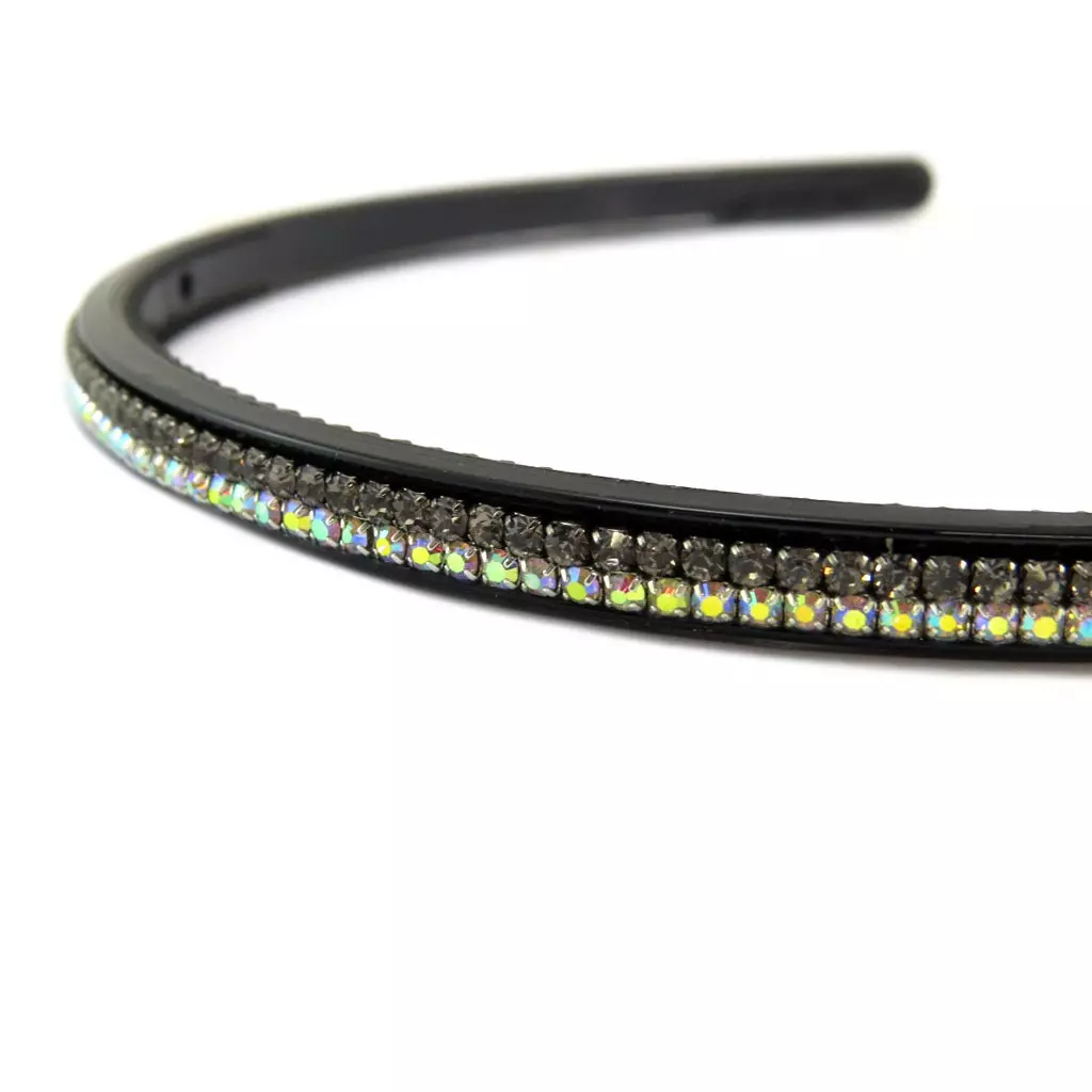 Les Trésors De Lily Serre Tête Créateur 'Sissi' Gris Blanc Boréal Noir Largeur 6 Mm [P6331]