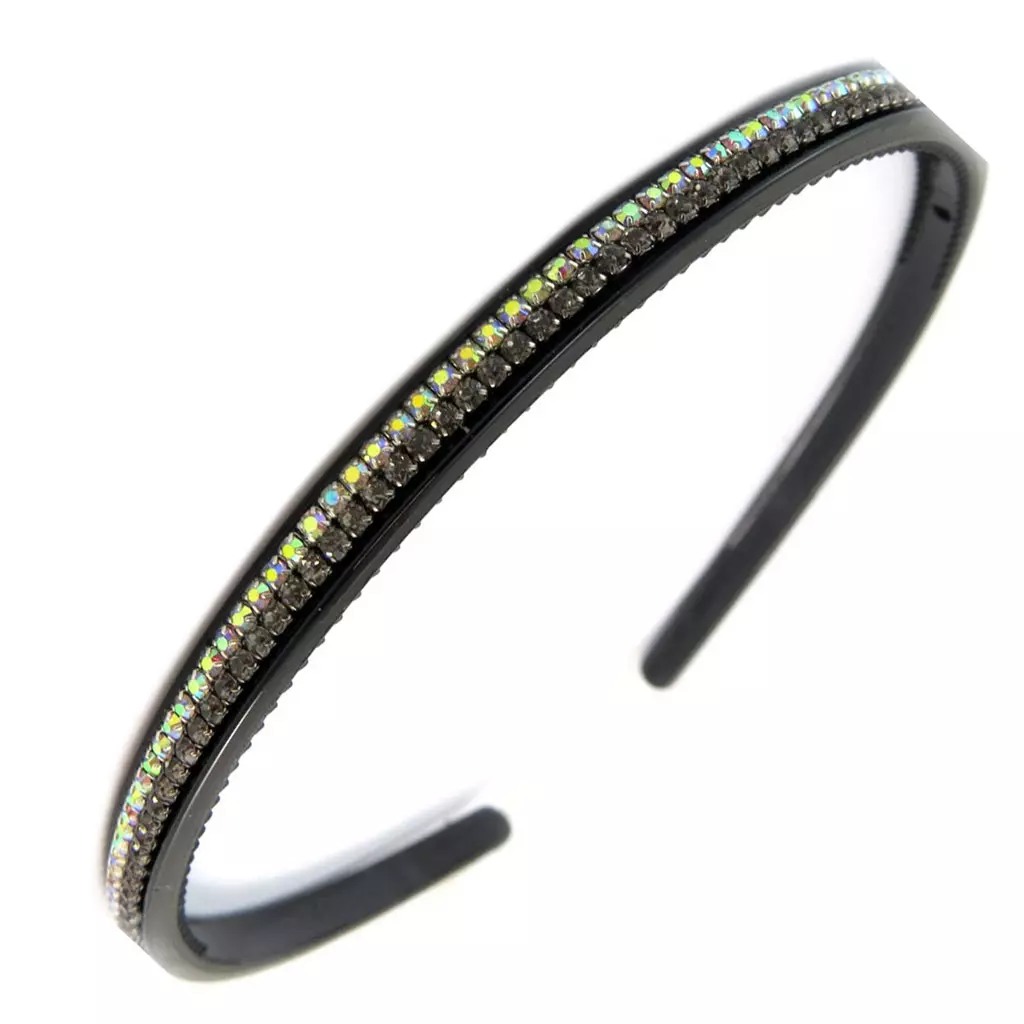 Les Trésors De Lily Serre Tête Créateur 'Sissi' Gris Blanc Boréal Noir Largeur 6 Mm [P6331]