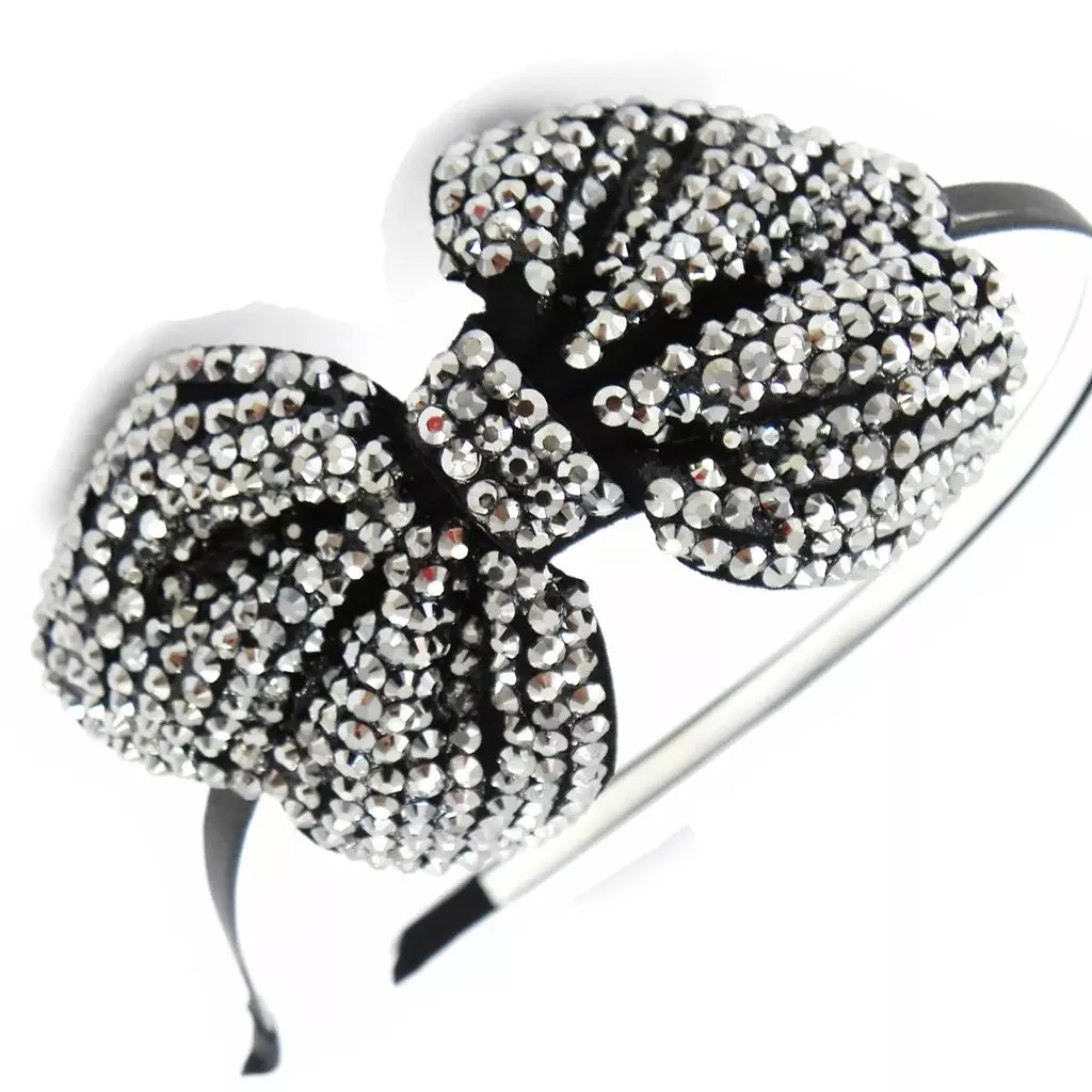 Les Trésors De Lily Serre Tête Créateur 'Sissi' Gris Noir Cristal 6x9 Cm [H7589]