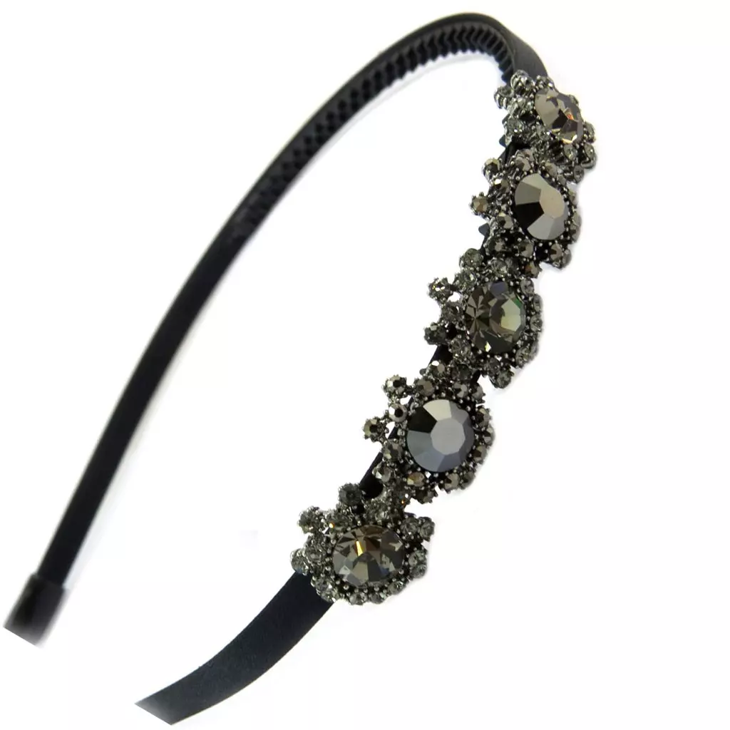 Les Trésors De Lily Serre Tête Créateur 'Sissi' Gris Noir (fleurs) 6 Mm 70x18 Mm [P6324]