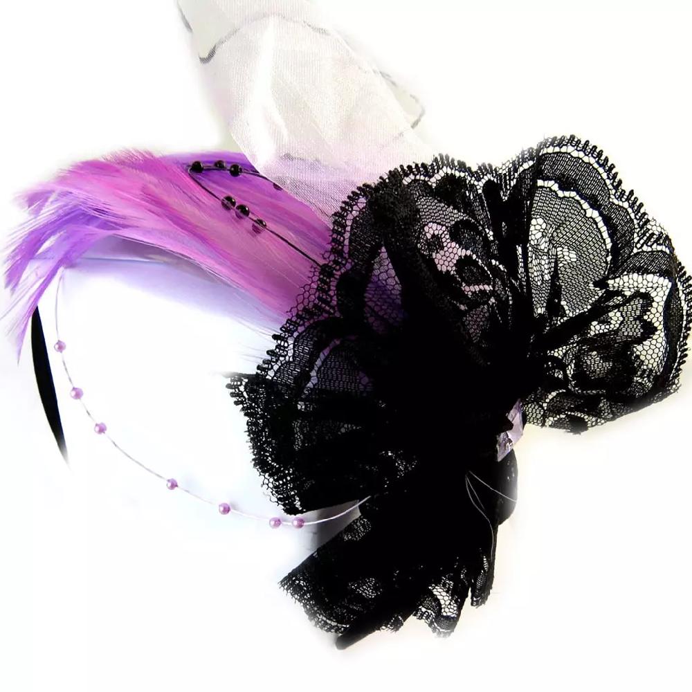 Les Trésors De Lily Serre Tête Créateur 'Sissi' Violet Noir Motif 11x14 Cm [H0296]