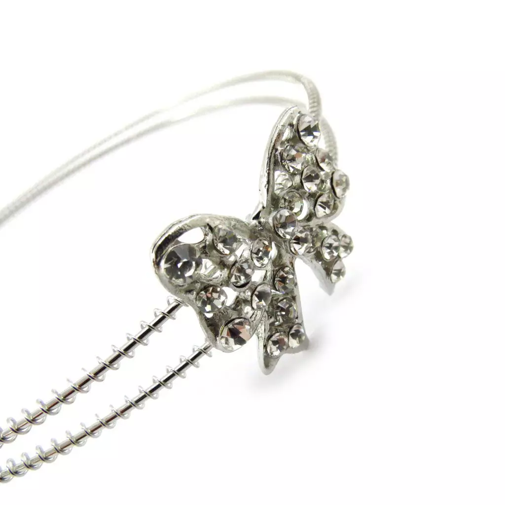 les trésors de lily Serre Tête 'Cristal' blanc 3x3 cm (nœud romantique) [J5725]