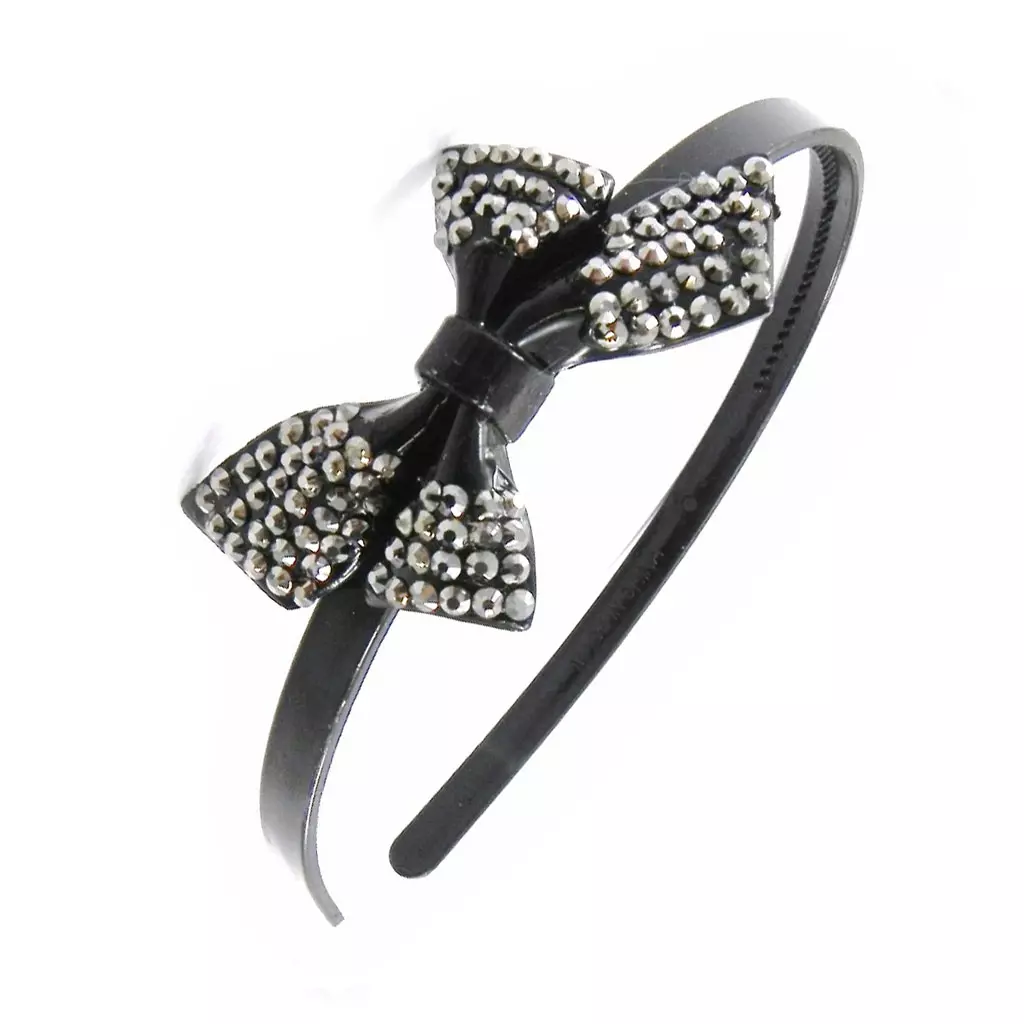 les trésors de lily Serre Tête 'Cristal' gris noir 8x4 cm [I4187]