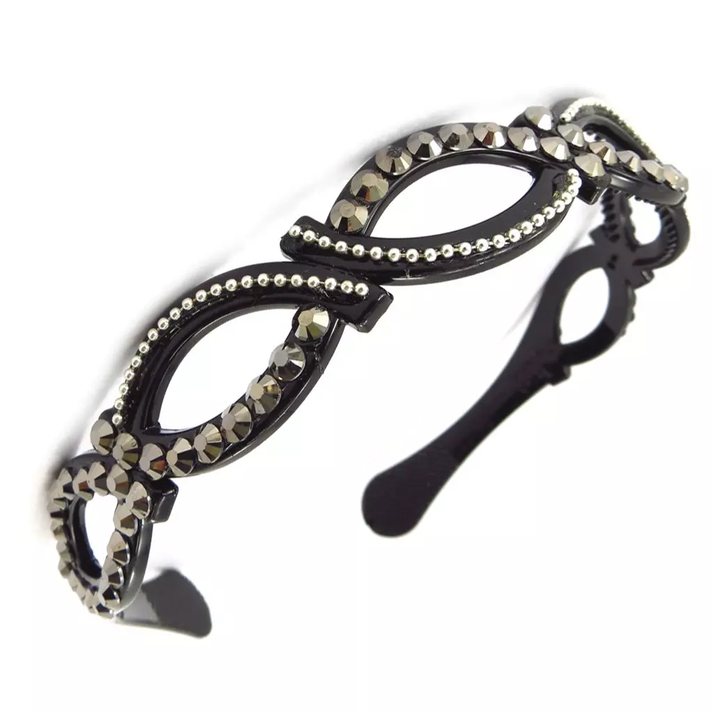 Les Trésors De Lily Serre Tête Cristal 'Sissi' Noir Gris 20 Mm [K4178]