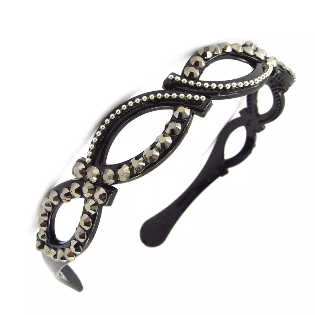 Les Trésors De Lily Serre Tête Cristal 'Sissi' Noir Gris 20 Mm [K4178]