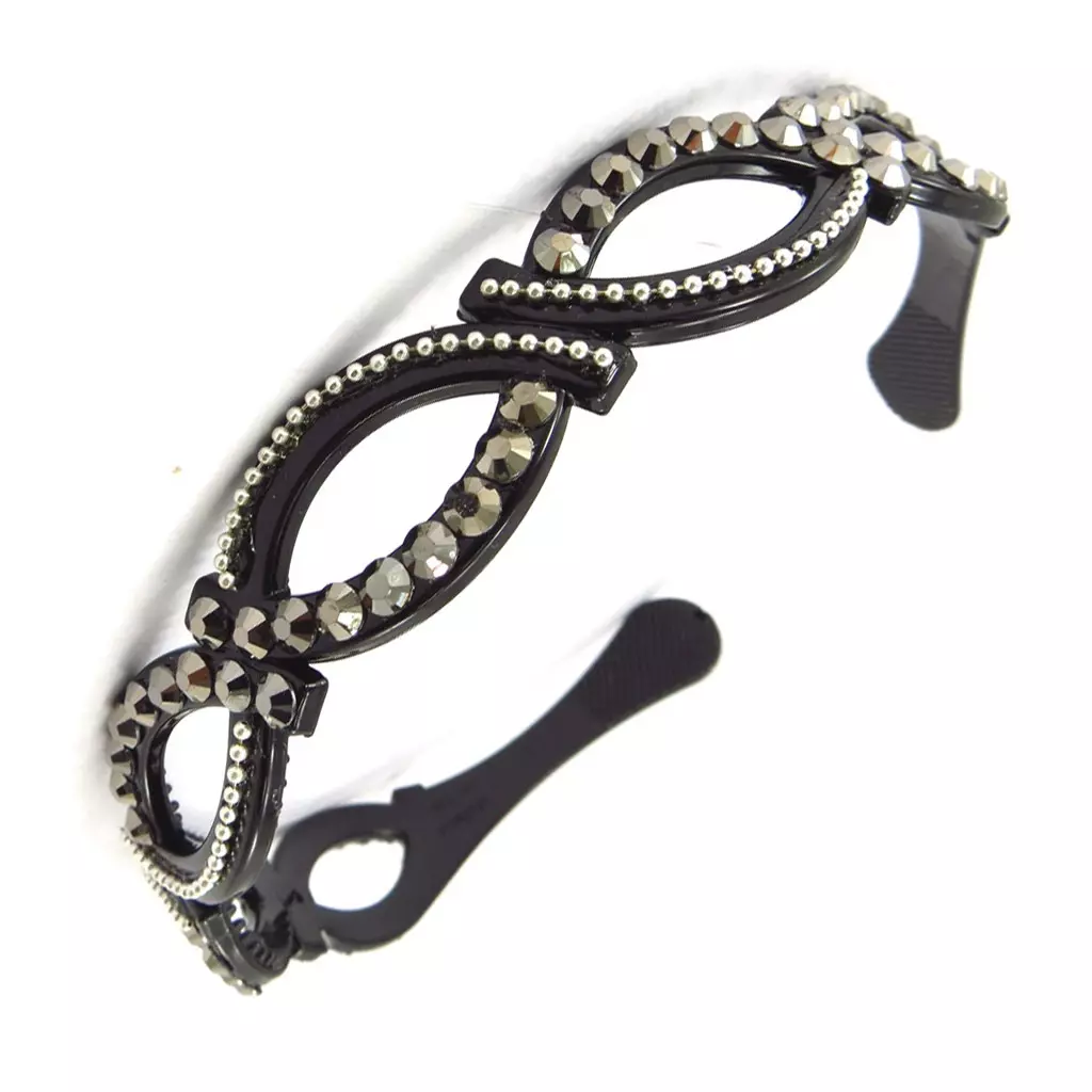 les trésors de lily Serre Tête cristal 'Sissi' noir gris 20 mm [K4178]