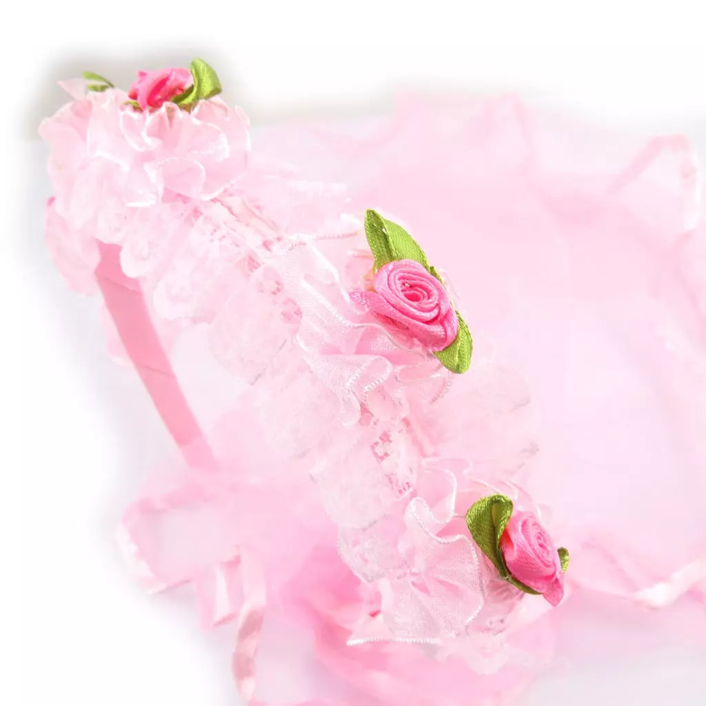 Les Trésors De Lily Serre Tête Et Voile Enfant 'Scarlett' Rose 3 Cm [K1036]