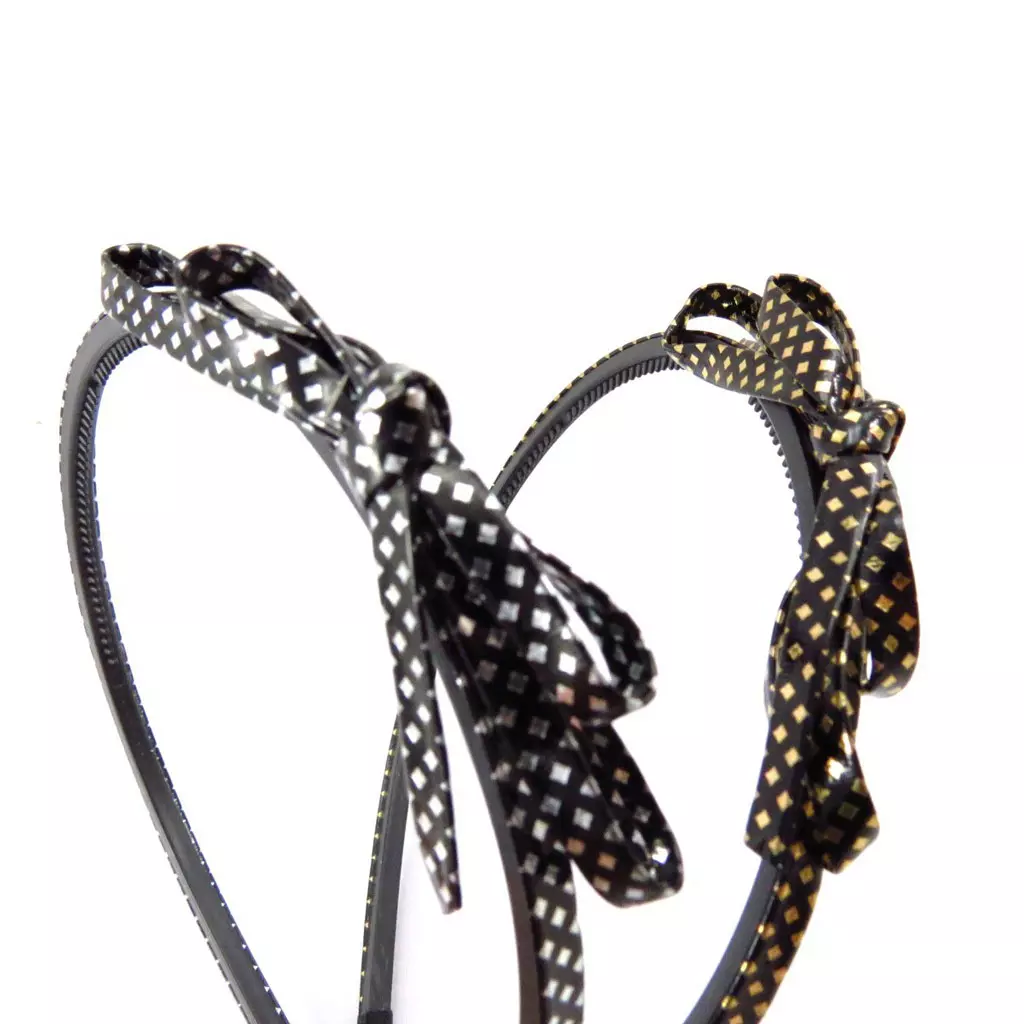 les trésors de lily Serre tête 'Scarlett' noir argenté noeud 6x1 cm [R7782]