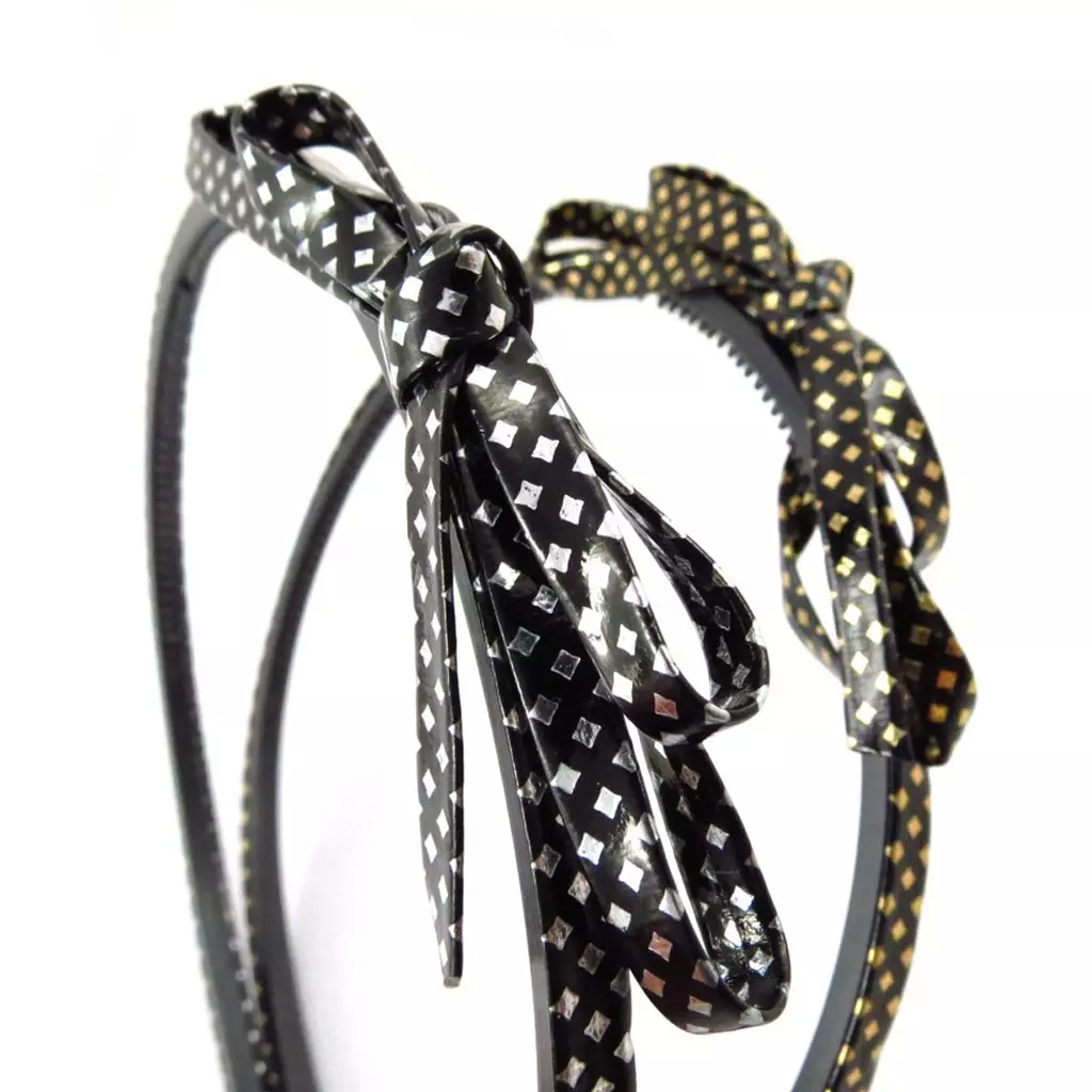 les trésors de lily Serre tête 'Scarlett' noir doré nœud 6x1 cm [R7783]