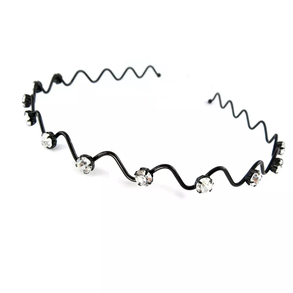 les trésors de lily Serre Tête 'Sissi' blanc noir strass 8 mm [L6394]