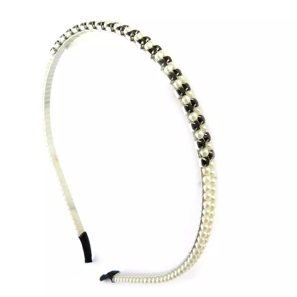 Les Trésors De Lily Serre Tête 'Sissi' Noir Ivoire 7 Mm (perles) [N8220]