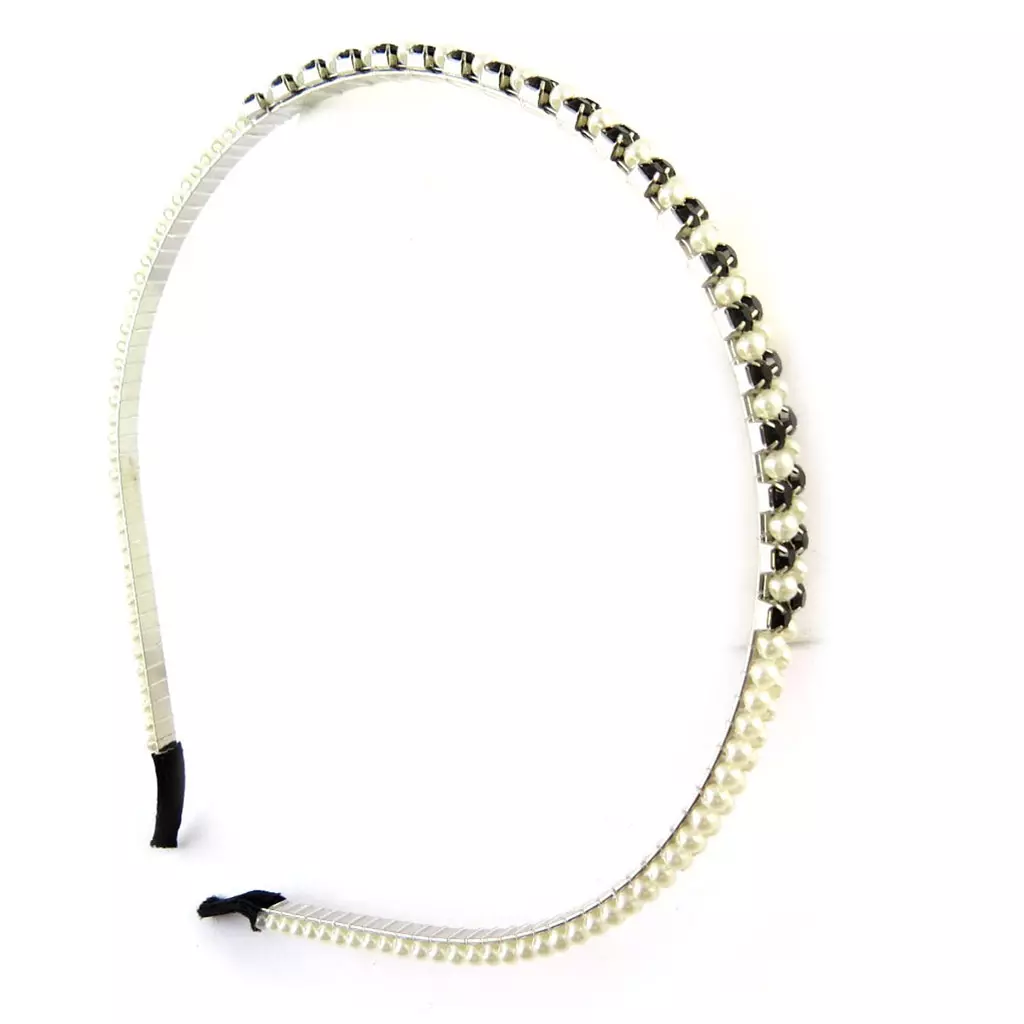 Les Trésors De Lily Serre Tête 'Sissi' Noir Ivoire 7 Mm (perles) [N8220]
