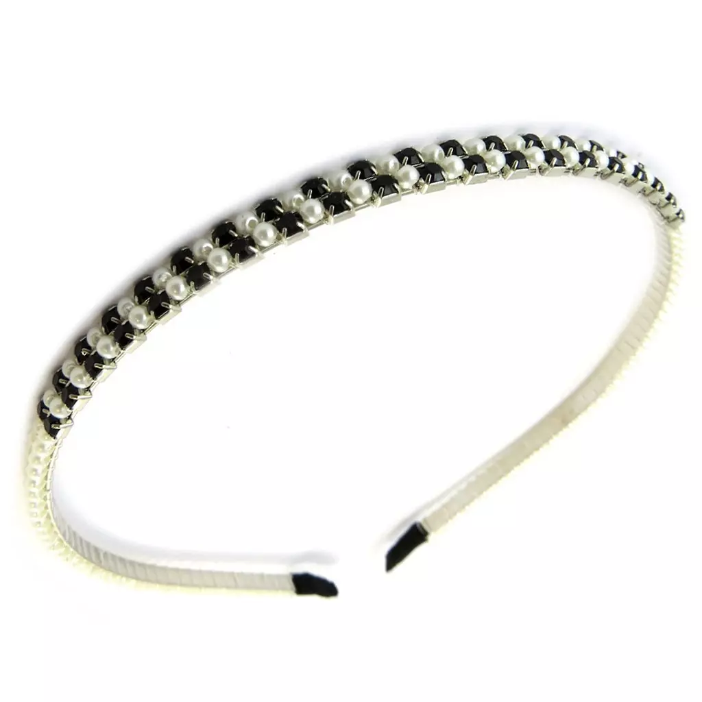 Les Trésors De Lily Serre Tête 'Sissi' Noir Ivoire 7 Mm (perles) [N8220]