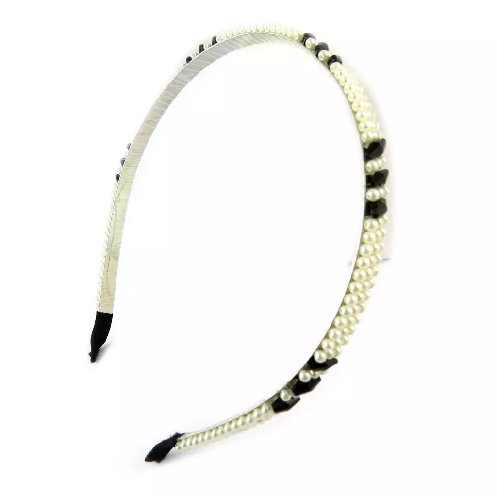 Les Trésors De Lily Serre Tête 'Sissi' Noir Ivoire 8 Mm (perles) [N8223]