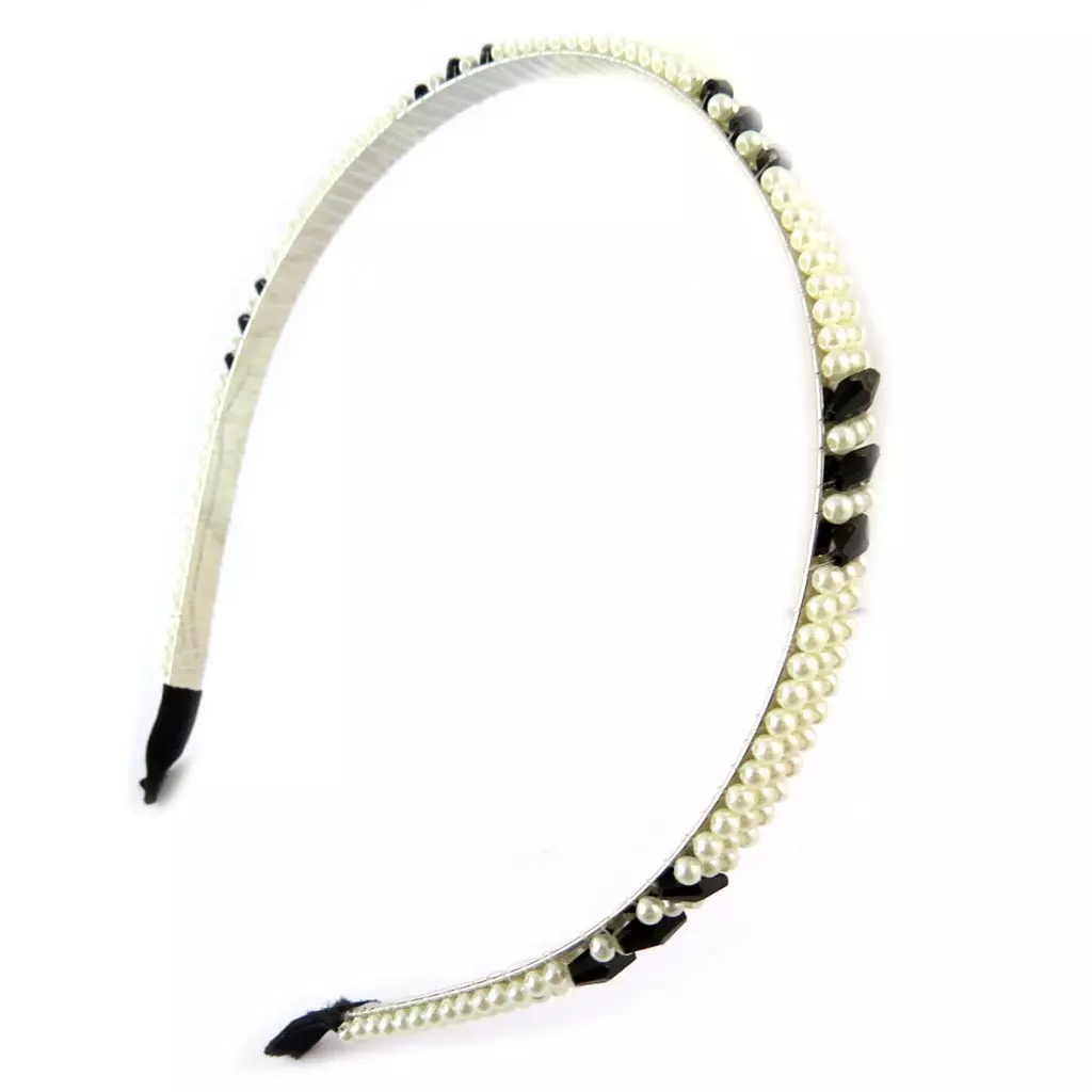Les Trésors De Lily Serre Tête 'Sissi' Noir Ivoire 8 Mm (perles) [N8223]
