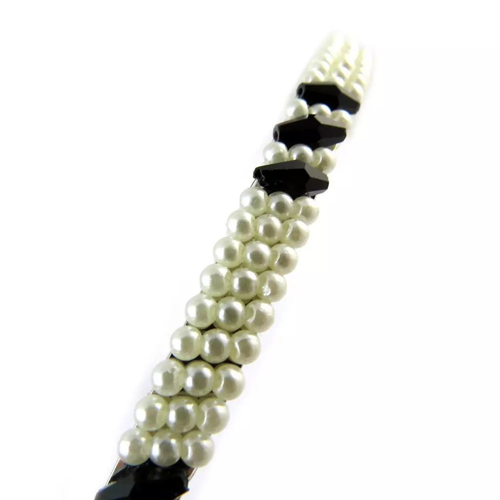 Les Trésors De Lily Serre Tête 'Sissi' Noir Ivoire 8 Mm (perles) [N8223]