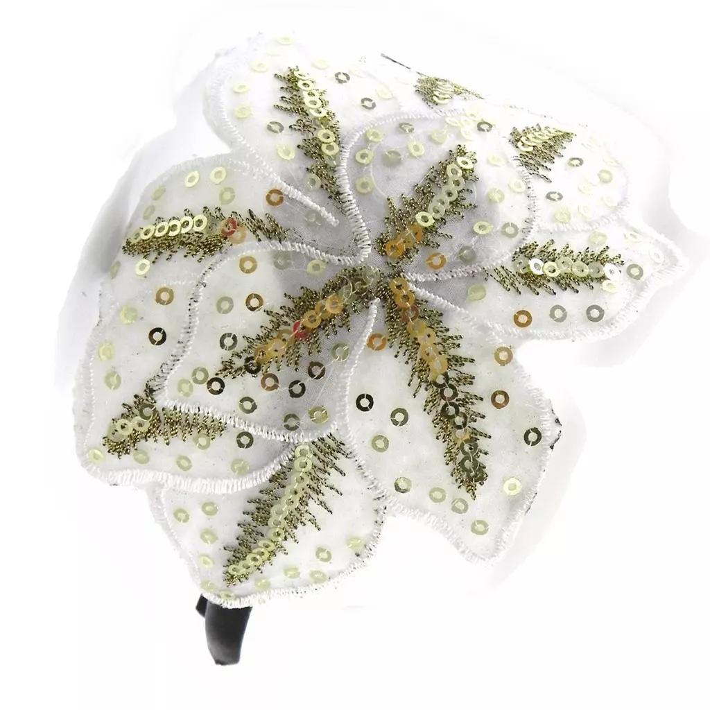 les trésors de lily Serre Tête 'Vahiné' blanc doré 8x14 cm [I4138]