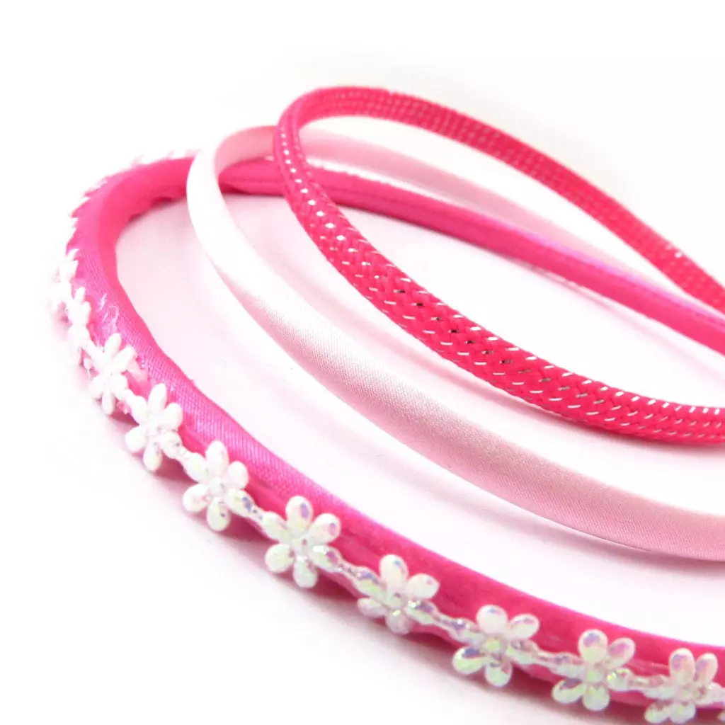 Les Trésors De Lily Set De 3 Serre Têtes 'Coralie' Rose 8 Mm [J5730]