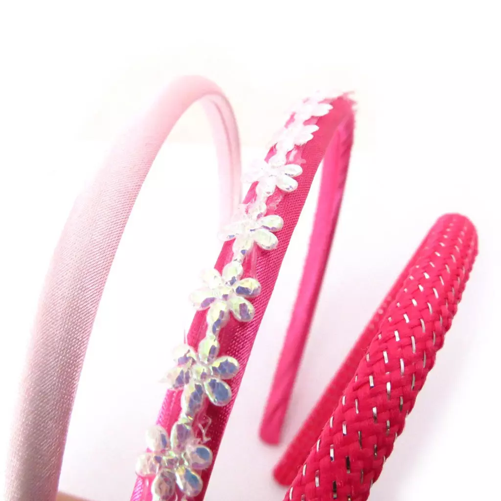 Les Trésors De Lily Set De 3 Serre Têtes 'Coralie' Rose 8 Mm [J5730]