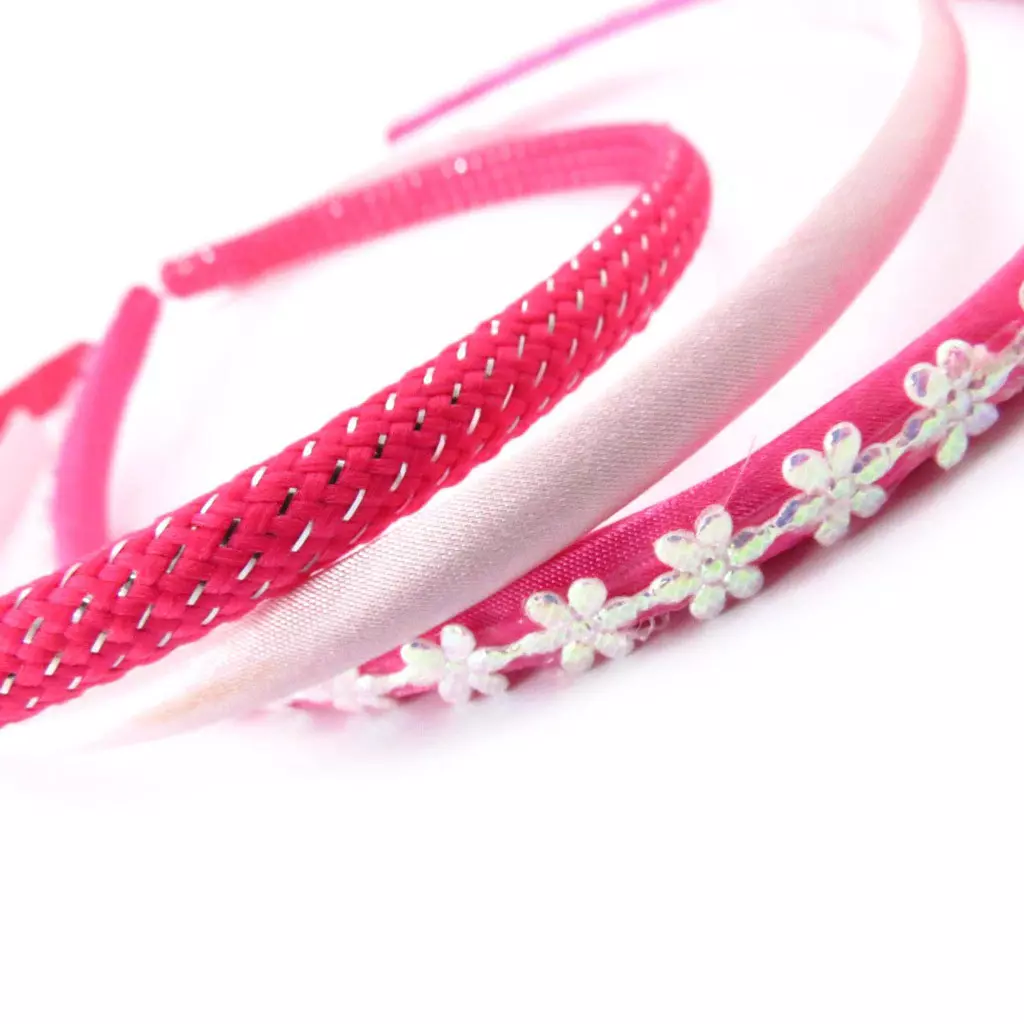 les trésors de lily Set de 3 serre Têtes 'Coralie' rose 8 mm [J5730]