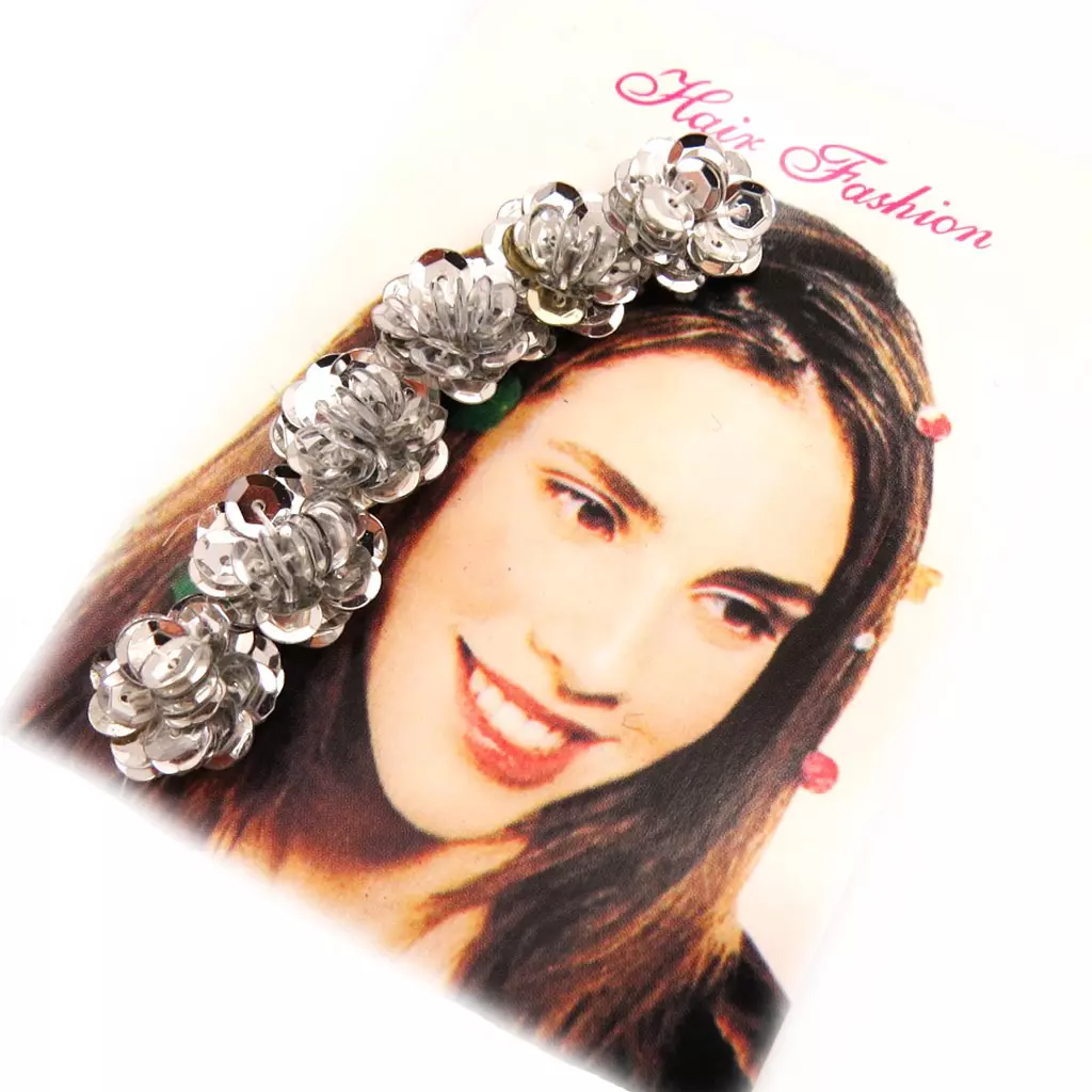 Les Trésors De Lily Set De 4 Décoration Cheveux 'Fleurs' Gris Noir Bleu Argenté [L6403]
