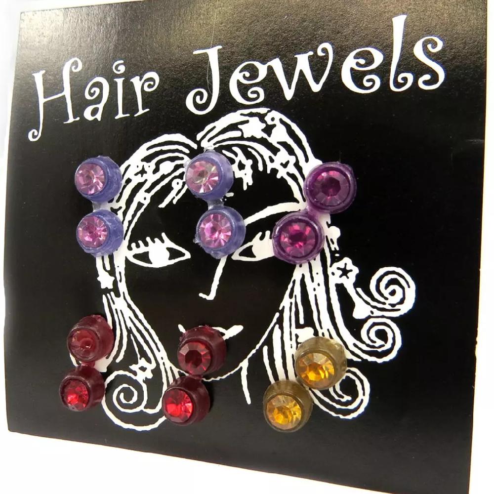 Les Trésors De Lily Set De 6 Décoration Cheveux 'Cristal' Rose Violet Rouge Jaune [L6412]