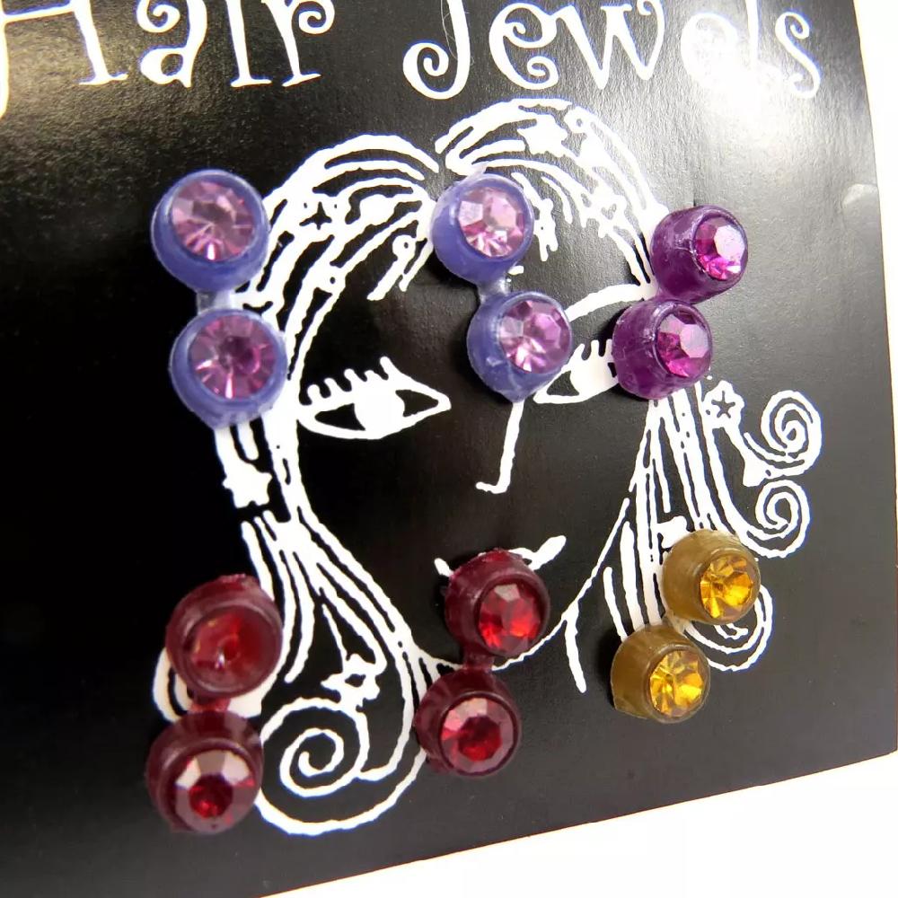 Les Trésors De Lily Set De 6 Décoration Cheveux 'Cristal' Rose Violet Rouge Jaune [L6412]