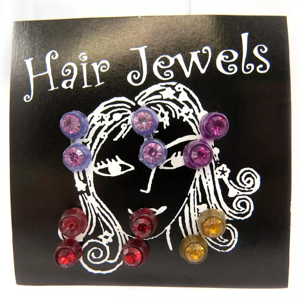 les trésors de lily Set de 6 décoration cheveux 'Cristal' rose violet rouge jaune [L6412]