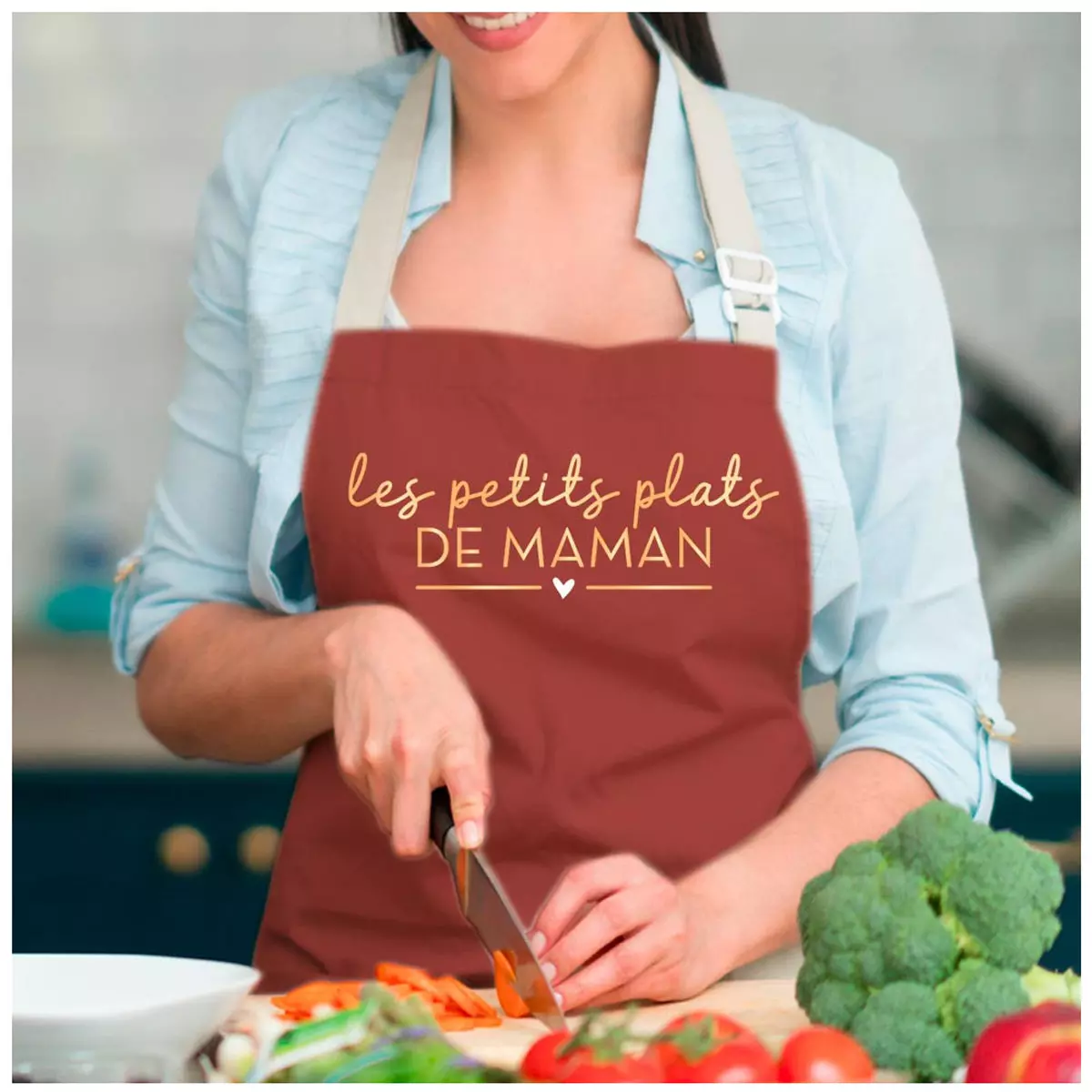 les trésors de lily Tablier créateur coton 'les petits plats de Maman' framboise 80x70 cm [A3816]