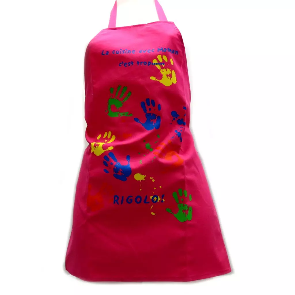 Les Trésors De Lily Tablier Enfant 'La Cuisine Avec Maman C'est Troprigolo ' Rose Fuschia [N6361]
