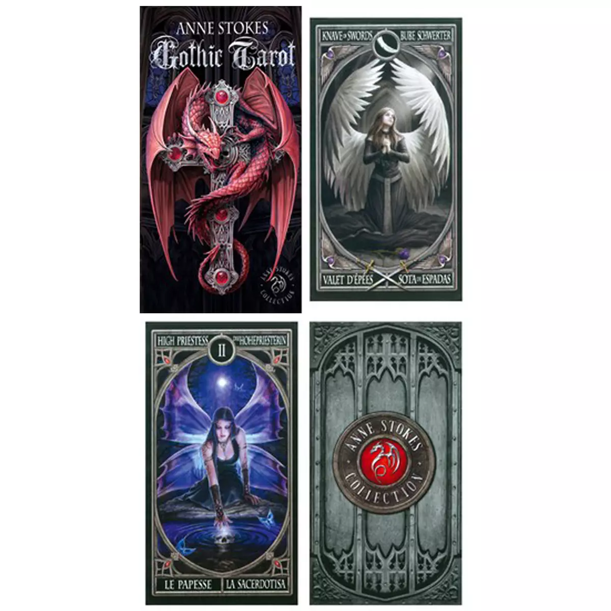 les trésors de lily Tarot Créateur 'Anne Stokes Gothic Tarot' noir rouge 115x6x3 cm [A1344]