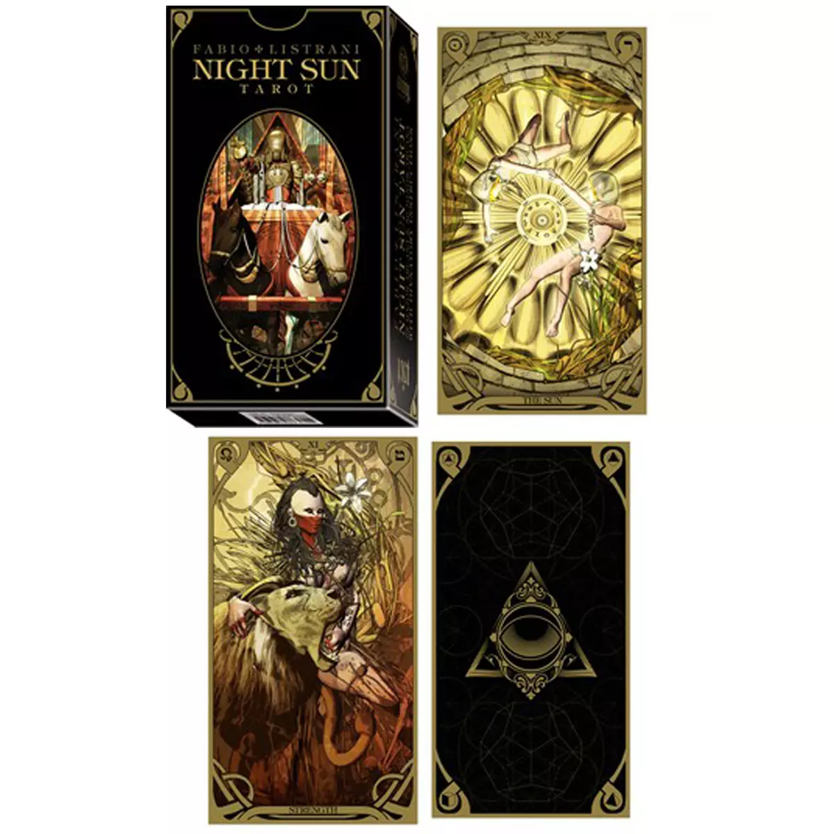les trésors de lily Tarot Créateur 'Night Sun' noir 12x7x3 cm [A1309]